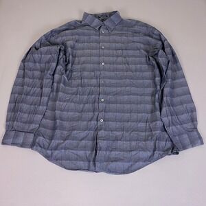 Minos Button Up Shirt Men's XXL Blue Check Grid Woven in Germany 100% Cotton